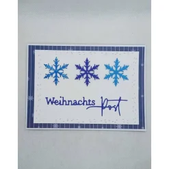 Weihnachtskarten|Netles Kartenkunst & Schmuckallerlei Weihnachtskarte,  DIN A6,  Weihnachtspost, blau, Schneeflocken