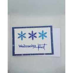 Weihnachtskarten|Netles Kartenkunst & Schmuckallerlei Weihnachtskarte,  DIN A6,  Weihnachtspost, blau, Schneeflocken
