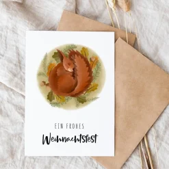 Hot Weihnachtskarte Eichhörnchen A6 weihnachtliche Grußkarte Eichhörnchen im Winterschlaf - Postkarte Kinder - Weihnachten W Weihnachtskarten