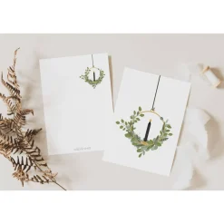 Clearance Weihnachtskarte Eukalyptuskranz A6 weihnachtliche Grußkarte - Türkranz Zweige Kerze Weihnachtskarte - Postkarte minimal Weihnachtskarten