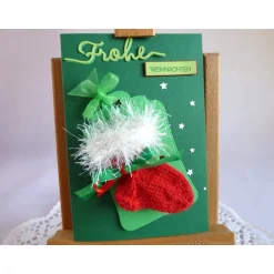 Geldgeschenke|IdeenOase Weihnachtskarte, Geldgeschenk, Geldgeschenkkarte, Söckchenkarte in tannengrün/rot