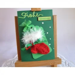Geldgeschenke|IdeenOase Weihnachtskarte, Geldgeschenk, Geldgeschenkkarte, Söckchenkarte in tannengrün/rot