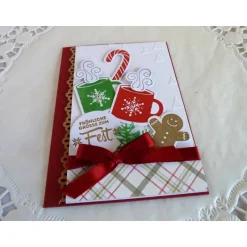 Weihnachtskarten|IdeenOase Weihnachtskarte in weinrot/weiß/kariert