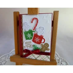 Weihnachtskarten|IdeenOase Weihnachtskarte in weinrot/weiß/kariert