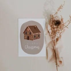 Weihnachtskarten|TildaandTheo Weihnachtskarte Lebkuchenhaus süße Weihnachtskarte fröhliche Feiertage - Karte Advent - Geschenke verpacken Weihnachten
