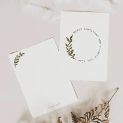Discount Weihnachtskarte minimalistisch A6 weihnachtliche Grußkarte - Tannenzweig Weihnachtskarte Kreis - Postkarte minimalistisc Weihnachtskarten