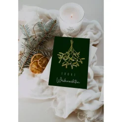 Weihnachtskarten|TildaandTheo Weihnachtskarte Mistelzweig A6 weihnachtliche Grußkarte grün - Weihnachtskarte Winter - Grußkarte Weihnachtszeit - Postk