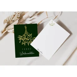 Weihnachtskarten|TildaandTheo Weihnachtskarte Mistelzweig A6 weihnachtliche Grußkarte grün - Weihnachtskarte Winter - Grußkarte Weihnachtszeit - Postk