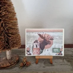 Sale Weihnachtskarte mit Elch - Geschenk - Merry Christmas - Holz Weihnachtskarten