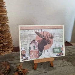 Sale Weihnachtskarte mit Elch - Geschenk - Merry Christmas - Holz Weihnachtskarten