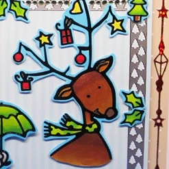 Weihnachtskarten|Sannes Danish Style Weihnachtskarte mit kleinen Elefanten und Reh – 3D Sticker Karte im hyggeligen Design, 15x15 cm