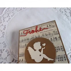 Weihnachtskarte mit Notenpapier, Himmelsbote und Satinband Weihnachtskarten