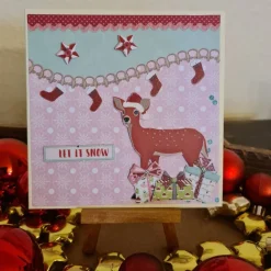 Weihnachtskarten|Teufelinchens_Ideen_Shop Weihnachtskarte mit süßem Reh - Sterne - Geschenke