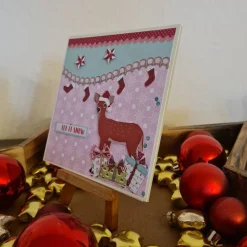 Weihnachtskarten|Teufelinchens_Ideen_Shop Weihnachtskarte mit süßem Reh - Sterne - Geschenke