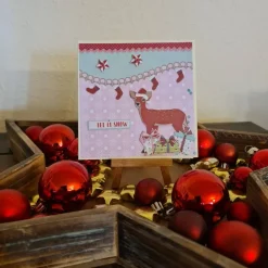 Weihnachtskarten|Teufelinchens_Ideen_Shop Weihnachtskarte mit süßem Reh - Sterne - Geschenke