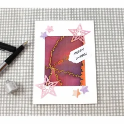 Weihnachtskarten|ZWEIFARBIG Weihnachtskarte **Stars2** von Unikat mit Text "Merry X-Mas"