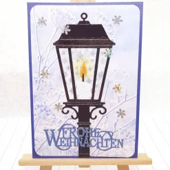 Weihnachtskarten|Kleine Schätze Weihnachtskarte verschneite Laterne – Elegante A6-Karte mit Kerzenmotiv
