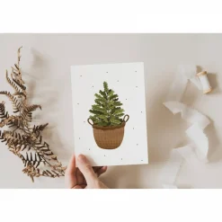 Weihnachtskarte Weihnachtsbaum im Korb - weihnachtliche Grußkarte Tanne - Winterwald Grußkarte Weihnachtszeit Postkarte Weihnachtskarten