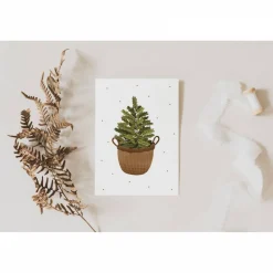 Weihnachtskarte Weihnachtsbaum im Korb - weihnachtliche Grußkarte Tanne - Winterwald Grußkarte Weihnachtszeit Postkarte Weihnachtskarten