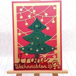 Discount Weihnachtskarte Weihnachtsbaum – festliche Karte mit goldenen Sternen & Tannenbaum Weihnachtskarten