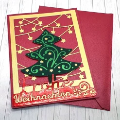 Discount Weihnachtskarte Weihnachtsbaum – festliche Karte mit goldenen Sternen & Tannenbaum Weihnachtskarten