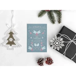Weihnachtskarten|Witchy Things by Carasusan Weihnachtskarte 'Winterelfen' hellblau mit Umschlag aus Kraftpapier und Siegel | DinA6 | umweltfreundlich
