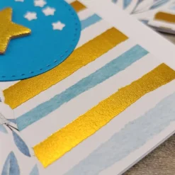 Clearance Weihnachtskarten mit goldfarbenen Holzstern • Blau & Winterdesign Weihnachtskarten