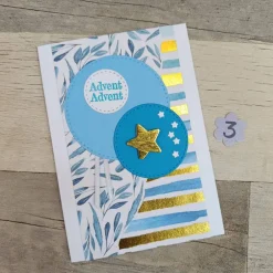 Clearance Weihnachtskarten mit goldfarbenen Holzstern • Blau & Winterdesign Weihnachtskarten