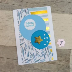 Clearance Weihnachtskarten mit goldfarbenen Holzstern • Blau & Winterdesign Weihnachtskarten