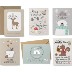 Best Weihnachtskarten Set Hygge - 8 Postkarten, 4 Klappkarten mit Umschlag Weihnachtskarten