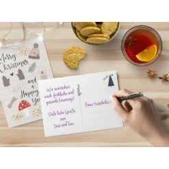 Best Weihnachtskarten Set Hygge - 8 Postkarten, 4 Klappkarten mit Umschlag Weihnachtskarten