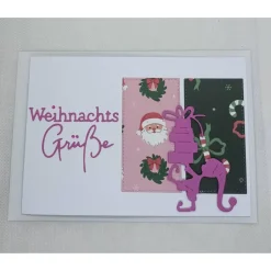 Best Weihnachtskarten Set, modern, 3 DIN A6 quer Karten mit Einlegern & Umschlägen, rosa/grün Weihnachtskarten