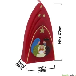 Outlet Weihnachtskerze personalisierbar – Kuppelmotiv mit der heiligen Familie, ideales Geschenk Kerzen & Beleuchtung
