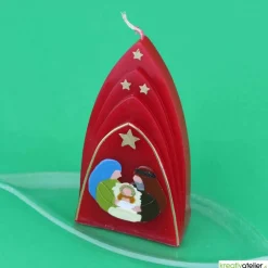 Outlet Weihnachtskerze personalisierbar – Kuppelmotiv mit der heiligen Familie, ideales Geschenk Kerzen & Beleuchtung