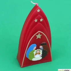 Outlet Weihnachtskerze personalisierbar – Kuppelmotiv mit der heiligen Familie, ideales Geschenk Kerzen & Beleuchtung