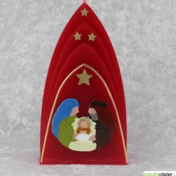 Outlet Weihnachtskerze personalisierbar – Kuppelmotiv mit der heiligen Familie, ideales Geschenk Kerzen & Beleuchtung