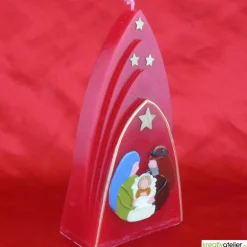 Outlet Weihnachtskerze personalisierbar – Kuppelmotiv mit der heiligen Familie, ideales Geschenk Kerzen & Beleuchtung