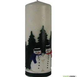 Best Weihnachtskerze personalisierbar –Winterkerze mit Schneemännern und Tannenwald, perfekt als Deko oder Weihnachtsgeschenk Kerzen & Beleuchtung