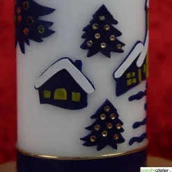 Best Weihnachtskerze personalisierbar – weiße Kerze mit Weihnachtsdorf, ideal als Weihnachtsgeschenk oder Adventsdeko Kerzen & Beleuchtung
