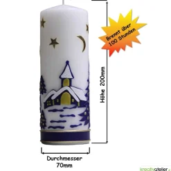 Best Weihnachtskerze personalisierbar – weiße Kerze mit Weihnachtsdorf, ideal als Weihnachtsgeschenk oder Adventsdeko Kerzen & Beleuchtung