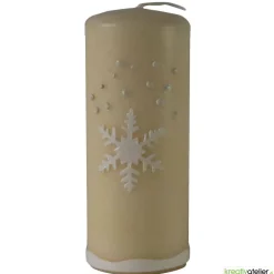 Best Weihnachtskerze personalisierbar – Winterkerze creme mit Schneeflocke, handverziert, festliche Deko oder Geschenk Kerzen & Beleuchtung