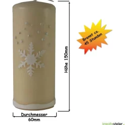 Best Weihnachtskerze personalisierbar – Winterkerze creme mit Schneeflocke, handverziert, festliche Deko oder Geschenk Kerzen & Beleuchtung