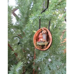 Baumschmuck|Momunder - Momente voller Wunder Weihnachtskrippe - Krippe in Walnuss mit Moos - bunt