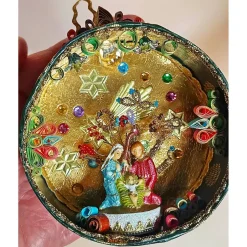 Weihnachtsaccessoires|MARIENWERKSTATT Weihnachtskrippe, handgemachte Weihnachtsdeko Heilige Familie, Weihnachtskunst in einer Spanschachtel