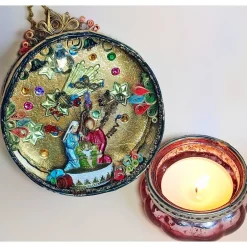 Weihnachtsaccessoires|MARIENWERKSTATT Weihnachtskrippe, handgemachte Weihnachtsdeko Heilige Familie, Weihnachtskunst in einer Spanschachtel
