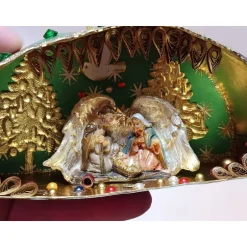 Weihnachtsaccessoires|MARIENWERKSTATT Weihnachtskrippe, handgemachte Weihnachtsdeko Heilige Familie, Weihnachtskunst in einer Spanschachtel