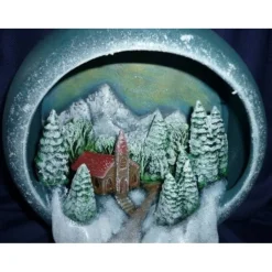 Weihnachtsdeko|Keramikarte Weihnachtskugel mit Landschaft zum hängen oder stellen