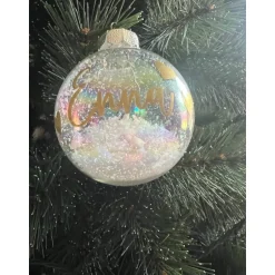 Baumschmuck Personalisierbar|UnikArt-Studio Weihnachtskugel mit Namen aus Echt-Glas, Personalisiert, Schnee , durchsichtige Kugel , Weihnachten, Liebe , Geschenke