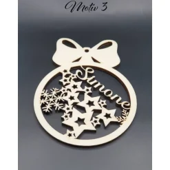 Baumschmuck Personalisierbar|Hoizmichl Weihnachtskugel personalisiert | Christbaumkugel mit Namen personalisiert | Baumschmuck aus Holz | Holz Weihnachtsschmuc