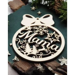 Baumschmuck Personalisierbar|Hoizmichl Weihnachtskugel personalisiert | Christbaumkugel mit Namen personalisiert | Baumschmuck aus Holz | Holz Weihnachtsschmuc